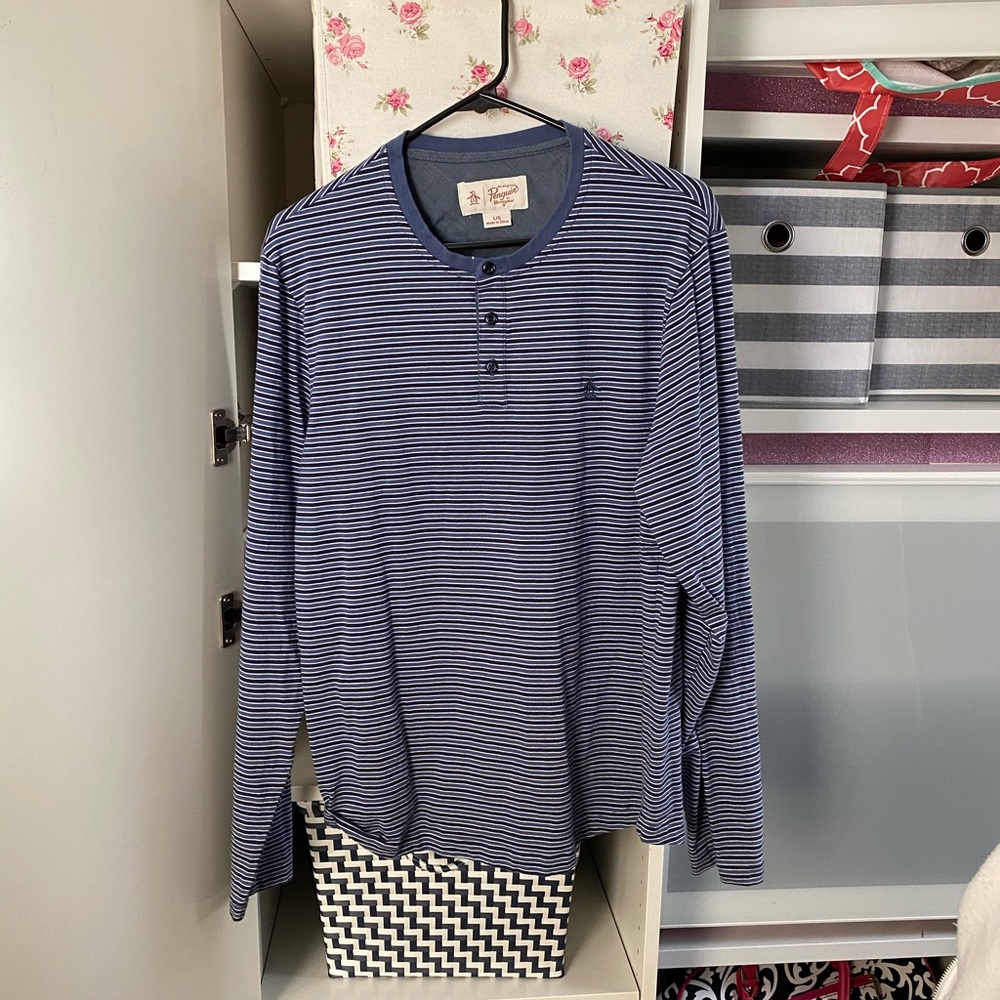 Penguin Stripy blue pattern lightweight sweater